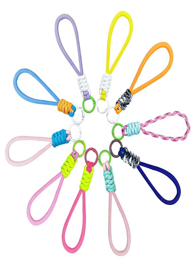 IIDEA 10pcs Multi-Color Braided Finger Strap Wrist Lanyard for Phone,Keys,AirPods,USB,ID Card Badge,Handmade Durable Eco-Friendly Keychain Loop - Image 1